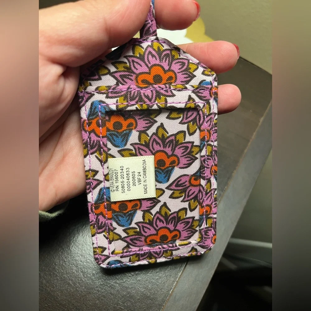Vera Bradley Cotton Essential Luggage Tag Scaevola Fan NWOT - Picture 5 of 8